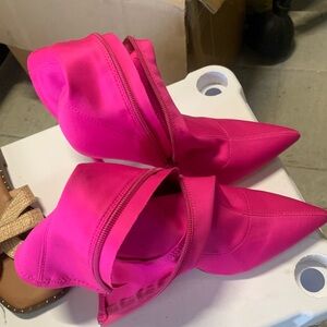 Pink heeled boots